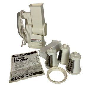 Presto Salad Shooter Electric Slicer Shredder Model 0291001 With Cones & Manual